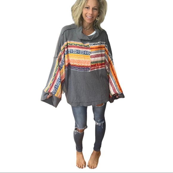 Free People Sweater. Boho. Medium. Super fun & Comfy with textured de… - Picture 4 of 4